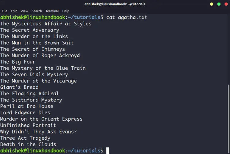 cat command example