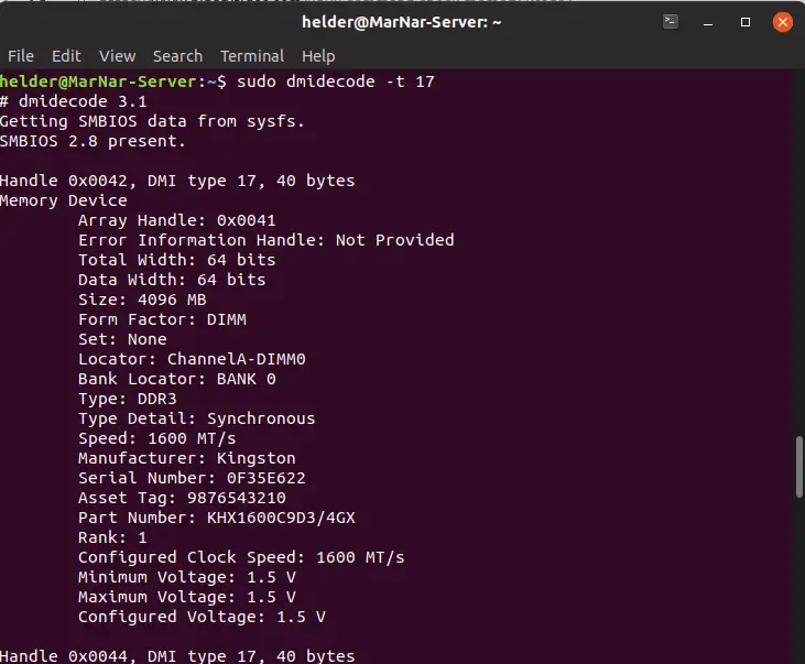 command to check memory slot on linux