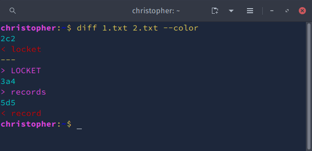 Diff command output with color