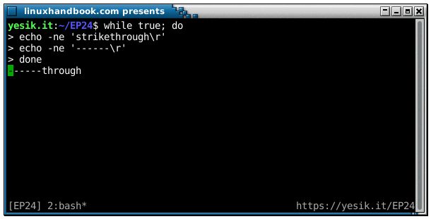 On a typical terminal using the carriage replace the text on the screen below the cursor. However
