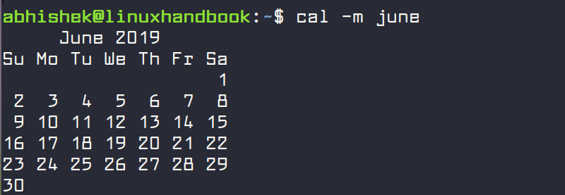 5 Examples Of Cal Command In Linux