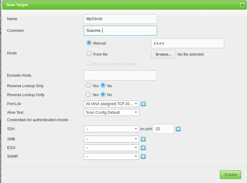 Scanning with OpenVAS