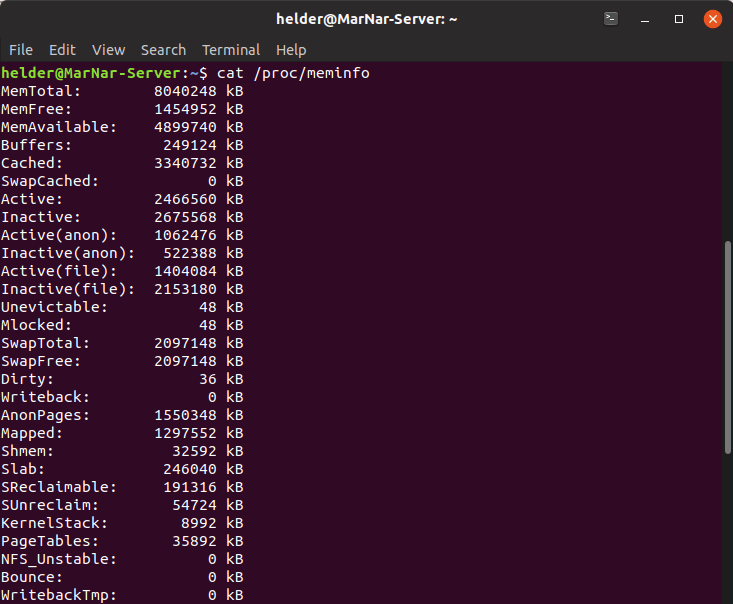 /proc/meminfo is another way of checking memory utilization in Linux
