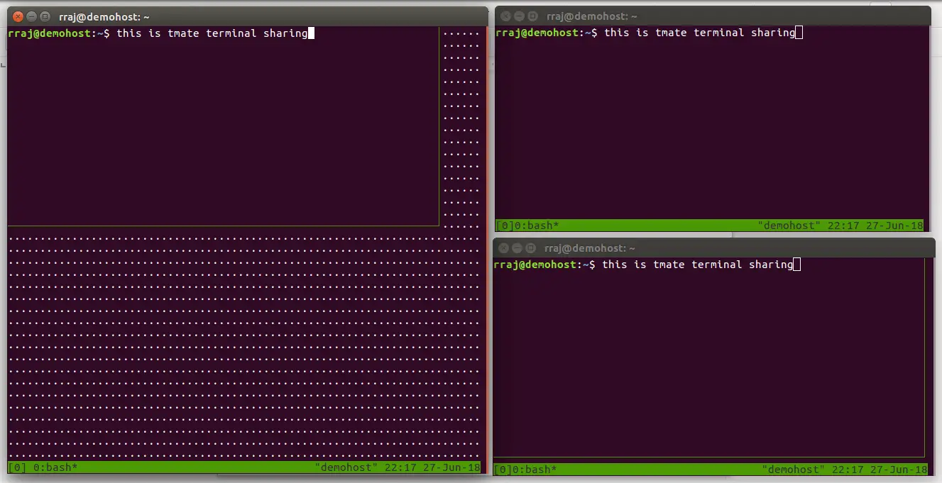 Share terminal session over SSH by using tmate