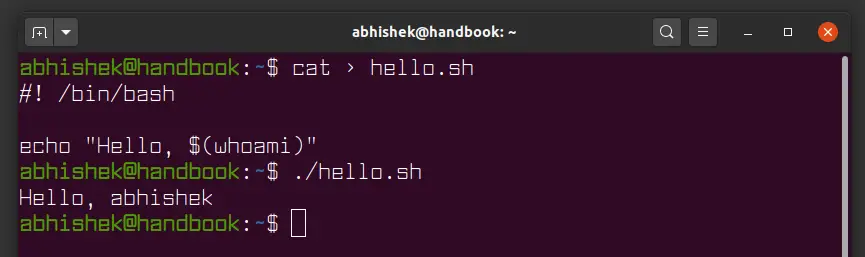 Using command substitution in bash shell script