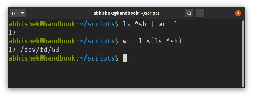 bash process substitution example