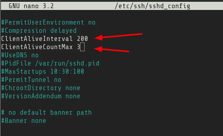 SSH idle timeout setting