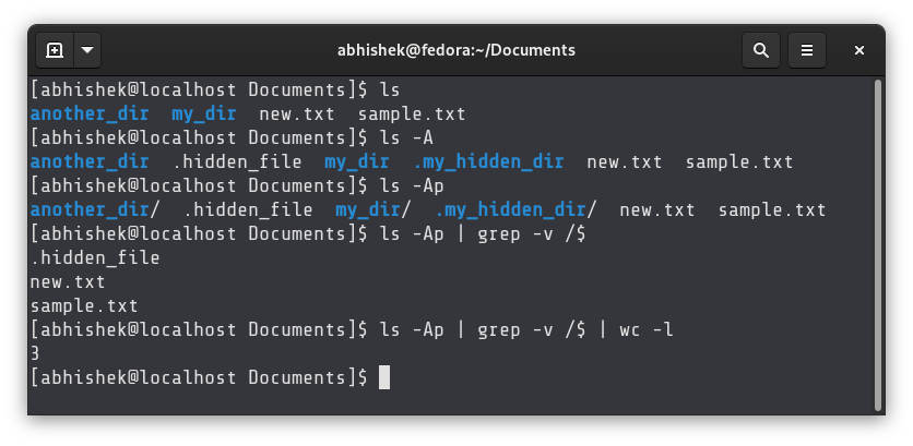 Count only number of files in a directory in Linux