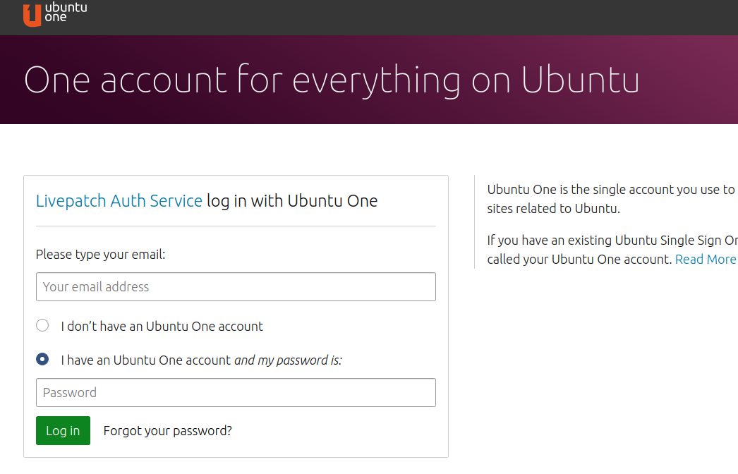 Ubuntu One account login