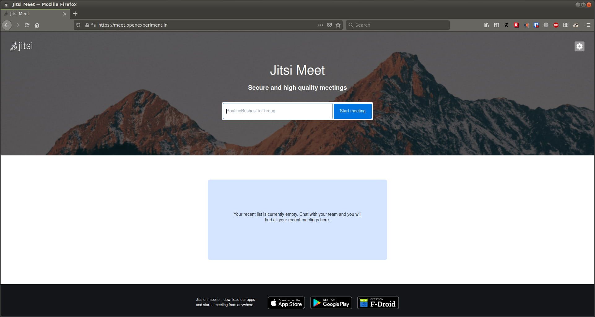 Jitsi Meet home page