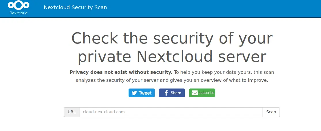 Nextcloud server security scan