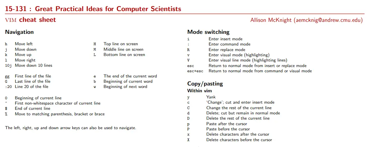 This is my favorite vim cheat sheet. Does anyone know who created