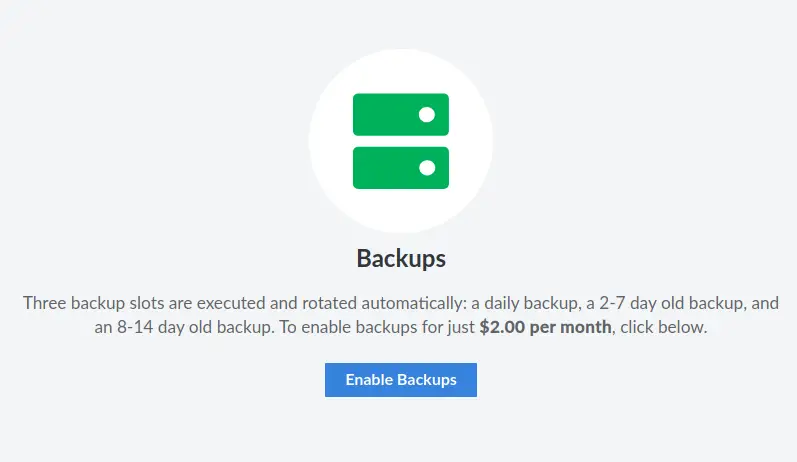 enable backups on Linode cloud server