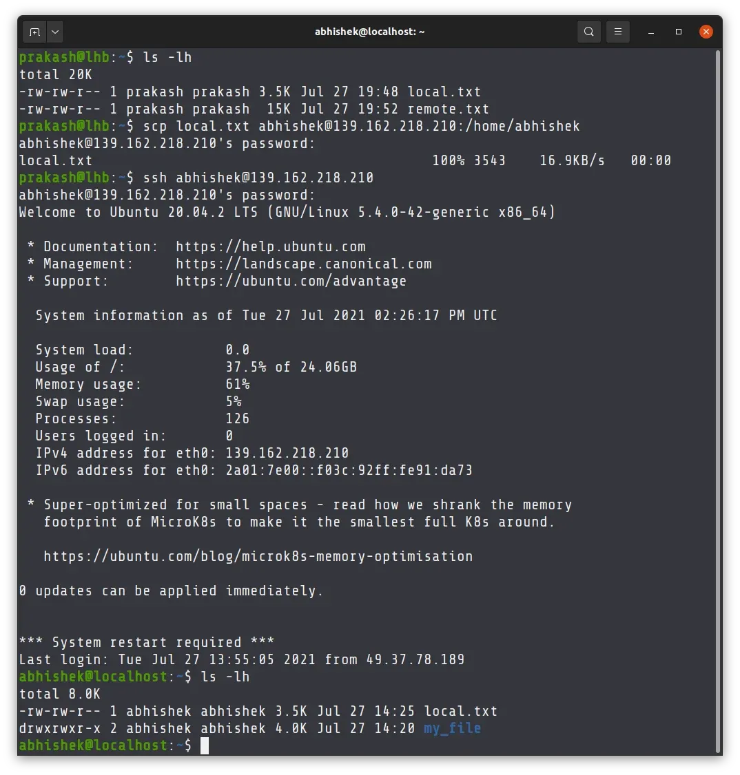 Use scp Command in Ubuntu