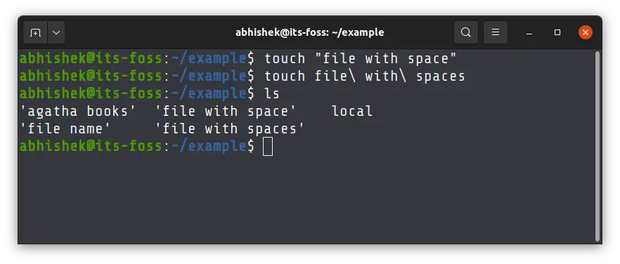 bash find file name spaces