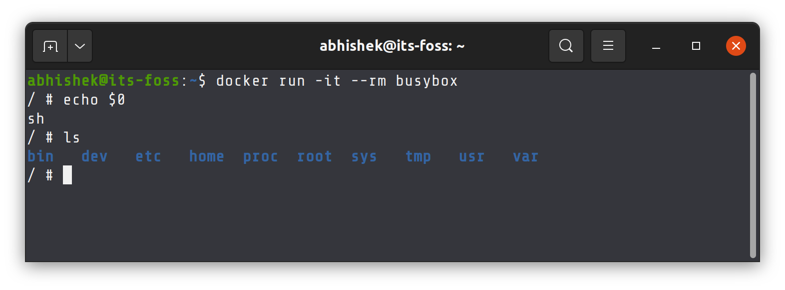 BusyBox in docker container