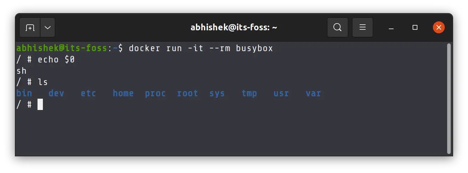 BusyBox in docker container