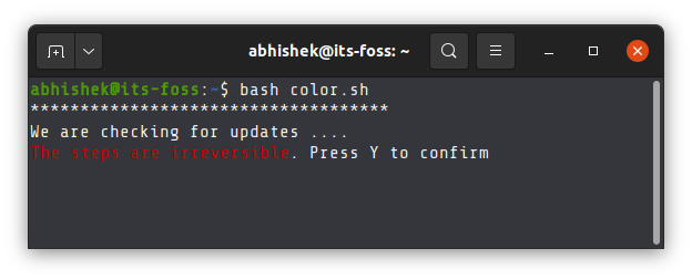 Using colored output in echo command