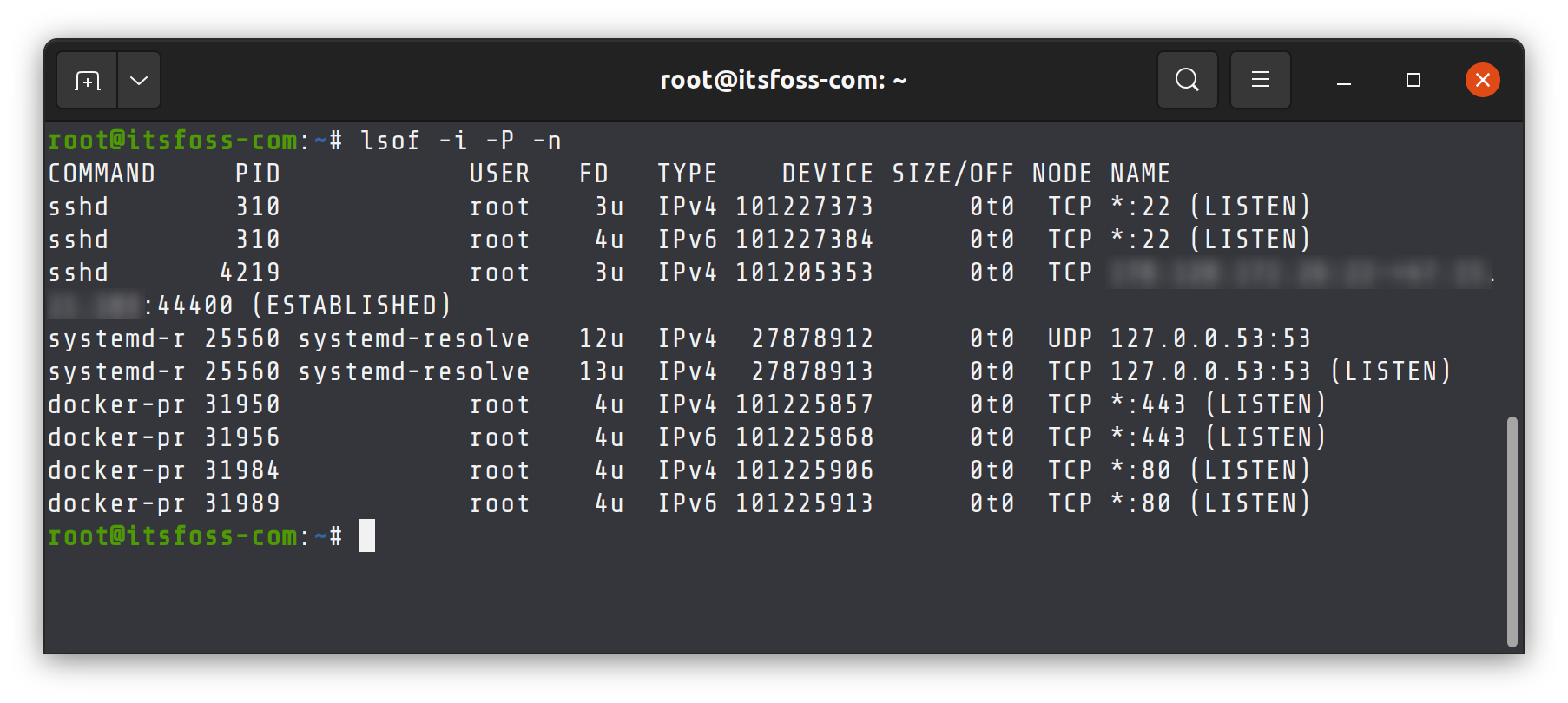 Check open ports