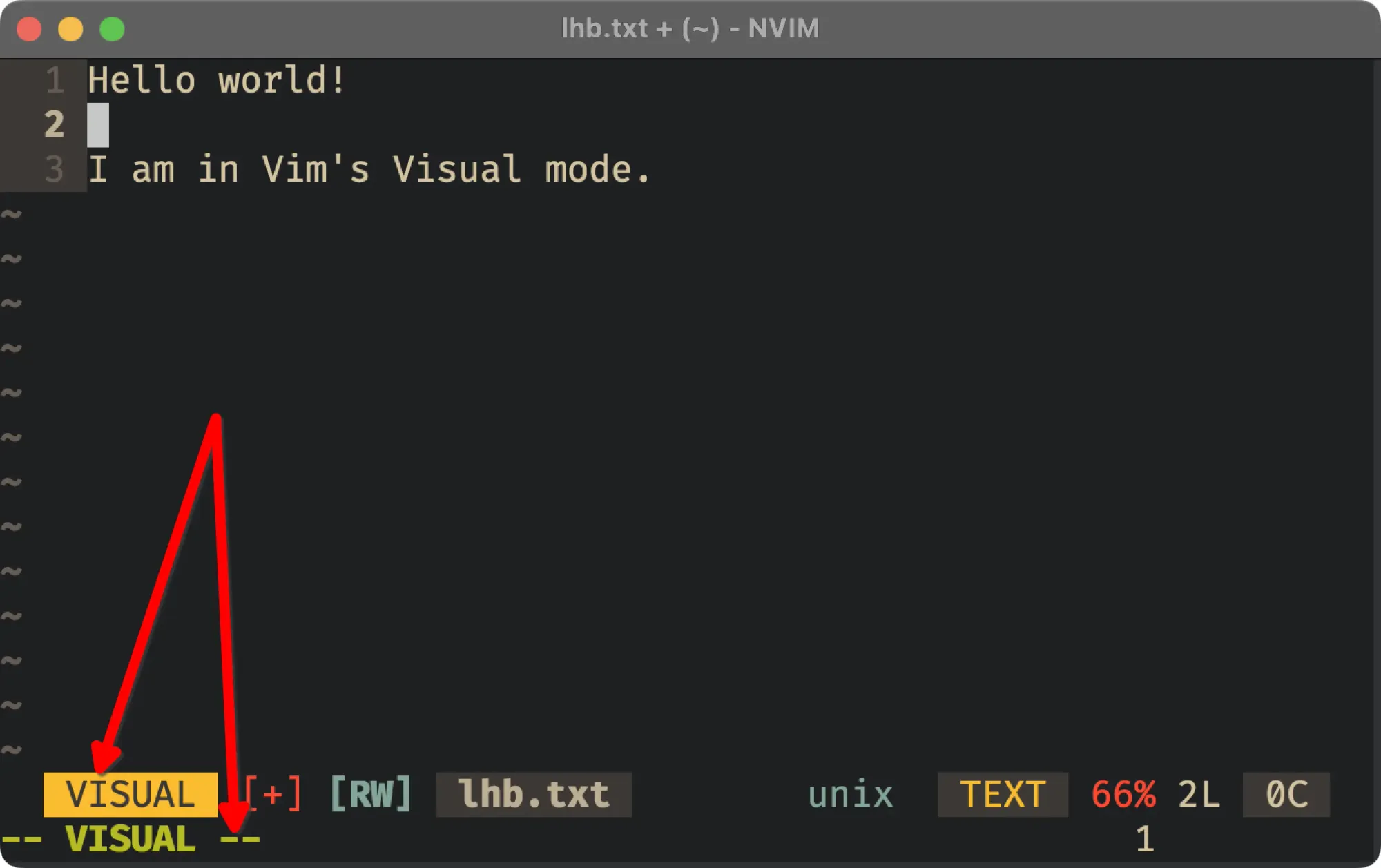 Visual mode in Vim
