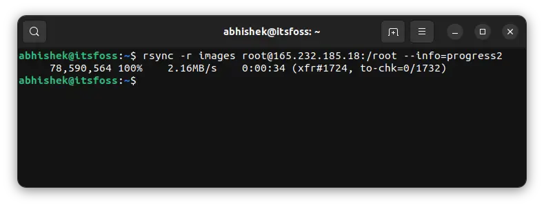 Overall file transfer progress with rsync command