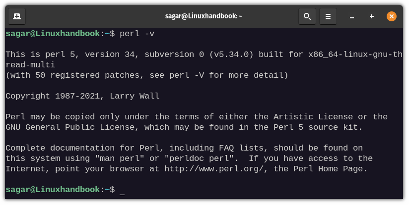 Vérifier la version installée de Perl