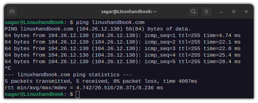 Use ping command in linux
