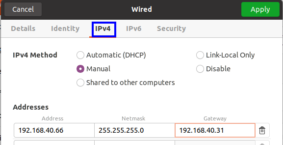 Change the IP address in Ubuntu