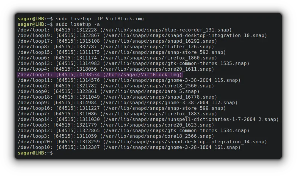 List every loop device present in system