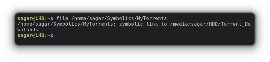 use file command to find source of symbolic link