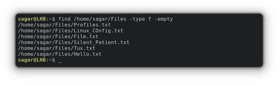 find empty files in Linux