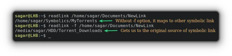 use readlink to get source of symbolic links when dealing with multiple latyers