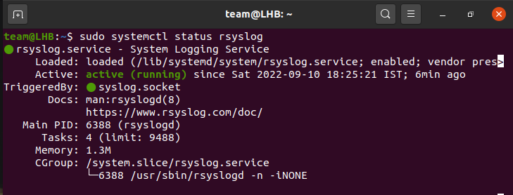 checking status of rsyslog