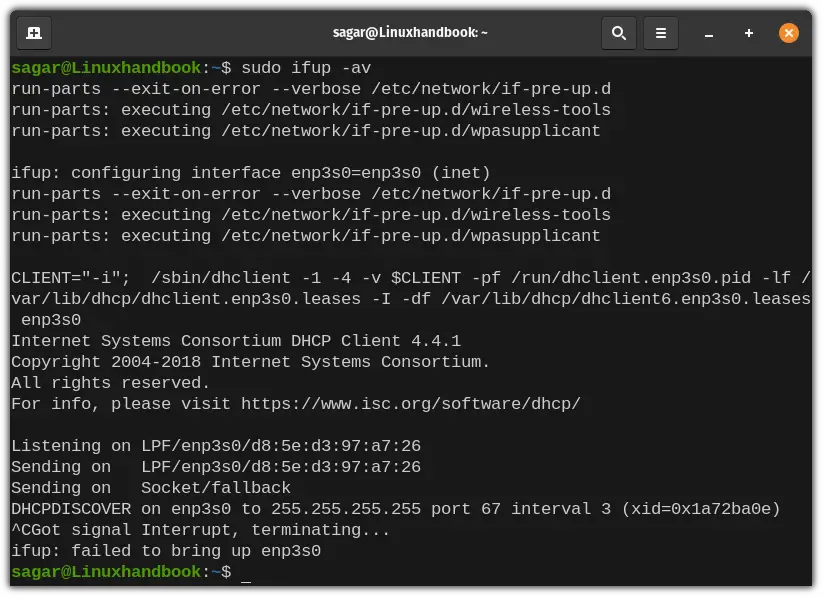 Use ifup commmad to up all network interfaces