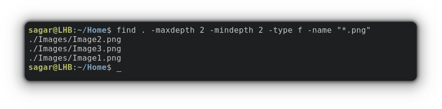 use maxdepth and mindepth with find command