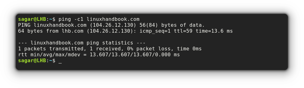 use ping command to check connectivity of domain