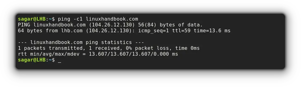 use ping command to check connectivity of domain