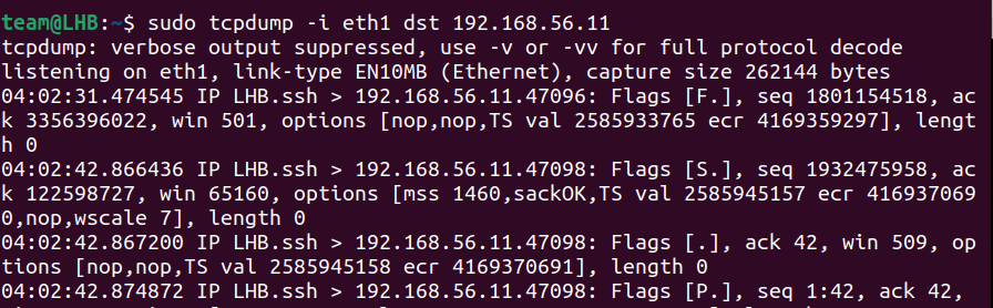 Capture packets sent to a specific destination with tcpdump