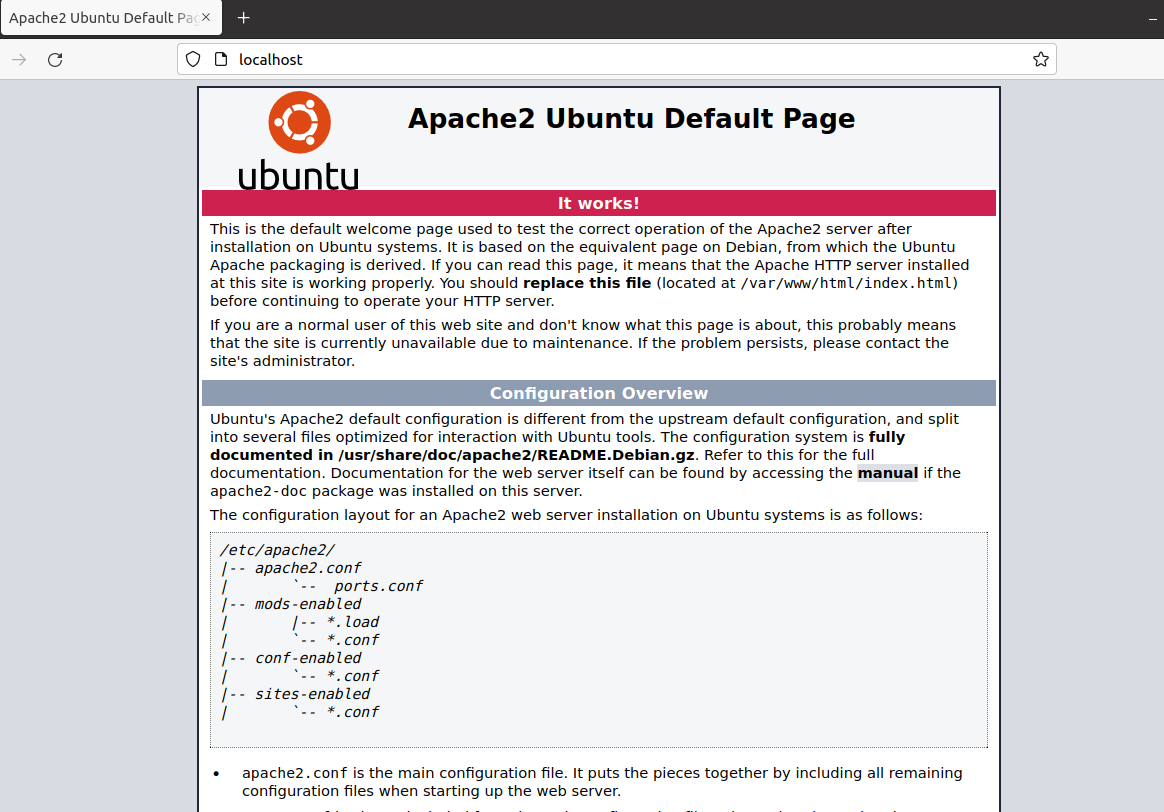 Apache server running on Ubuntu