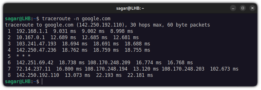 traceroute Command Examples in Linux