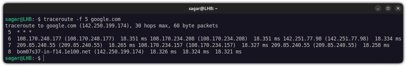 Specify with what TTL to start in traceroute