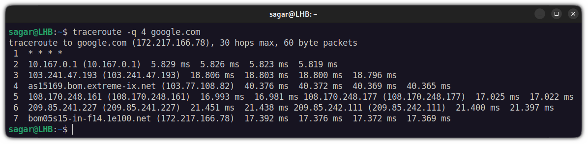 change number of packages being sent over a hop in traceroute