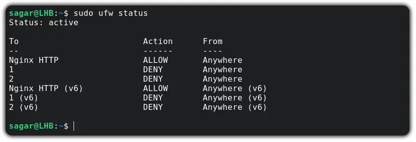 check status of ufw