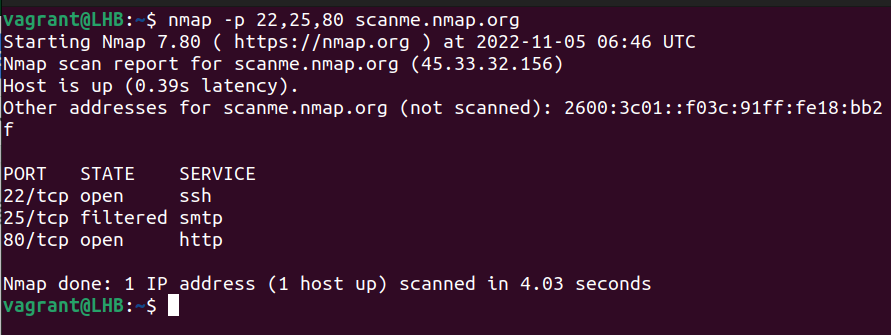 Scanning multiple ports with nmap