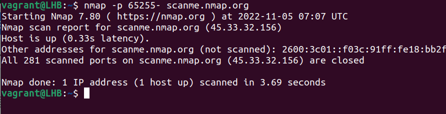 nmap scan ports from 65525 to last