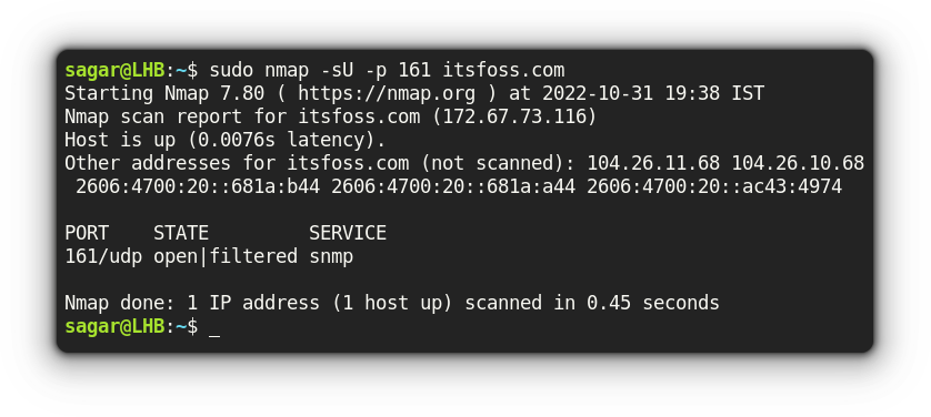 Using nmap for UDP ping