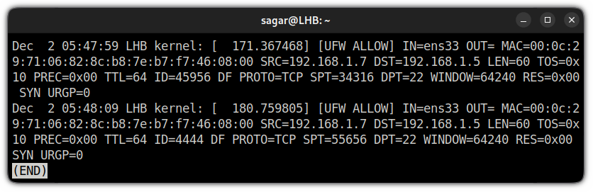 ufw firewall logs including logging rules