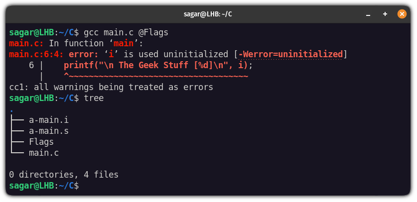 apply GCC flags using file in Linux