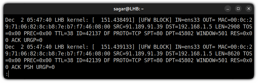 meaning of ufw firewall logs 
