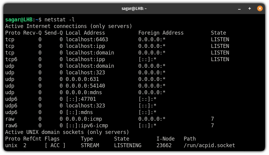 Find all the listening ports using the netstat command